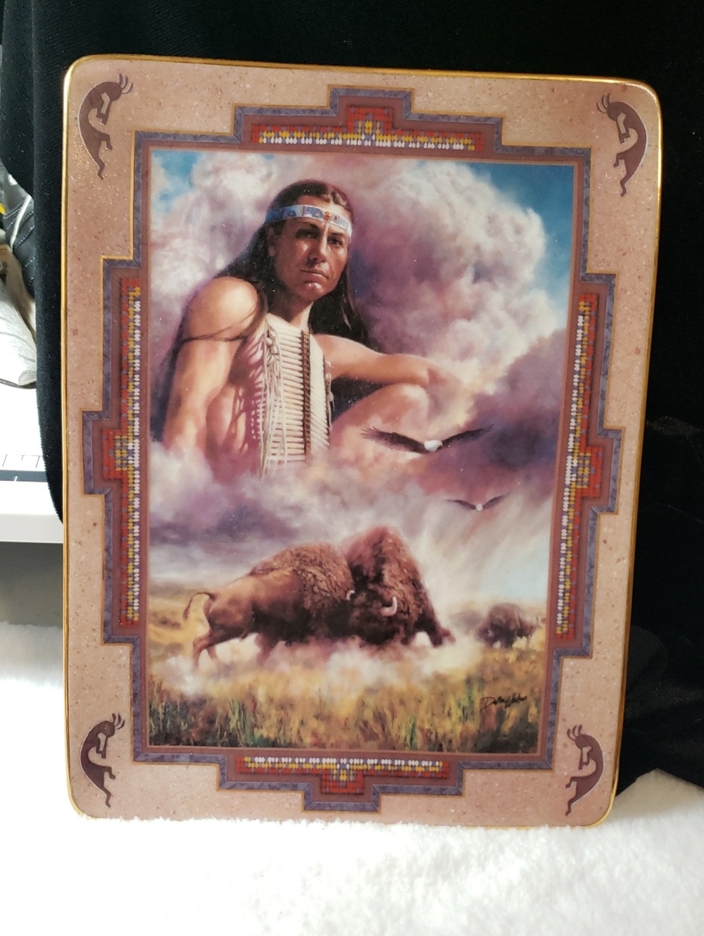 Native American Buffalo Wall Art Print in Brown and Tan